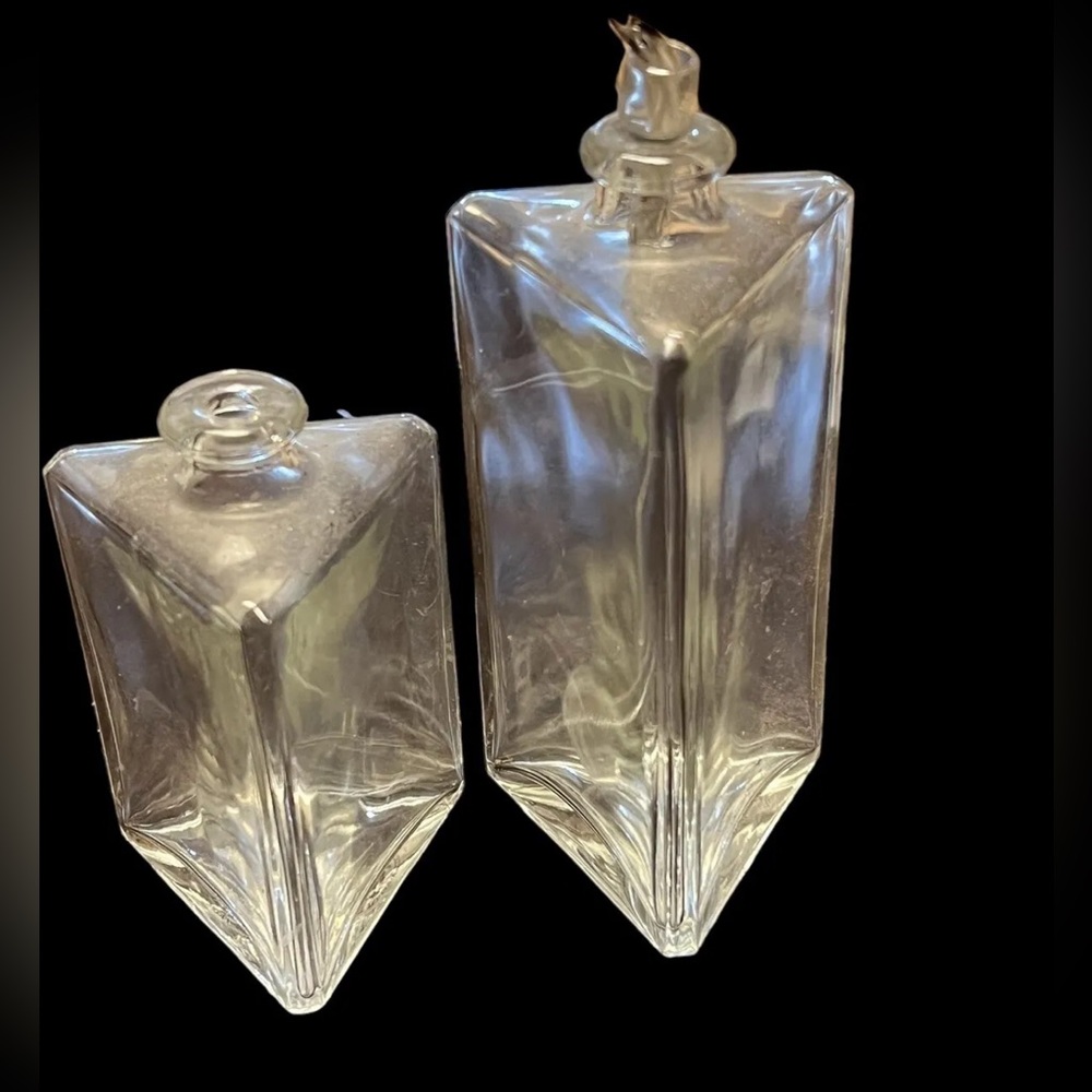 Vintage Lamplight Farms Oil Lamp Set of 2 Triangle Glass Made in Austria